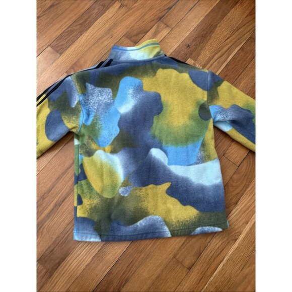 Adidas Boy's Fleece Pullover 1/4 Zip Blue Green Yellow Youth Size M - Picture 7 of 7